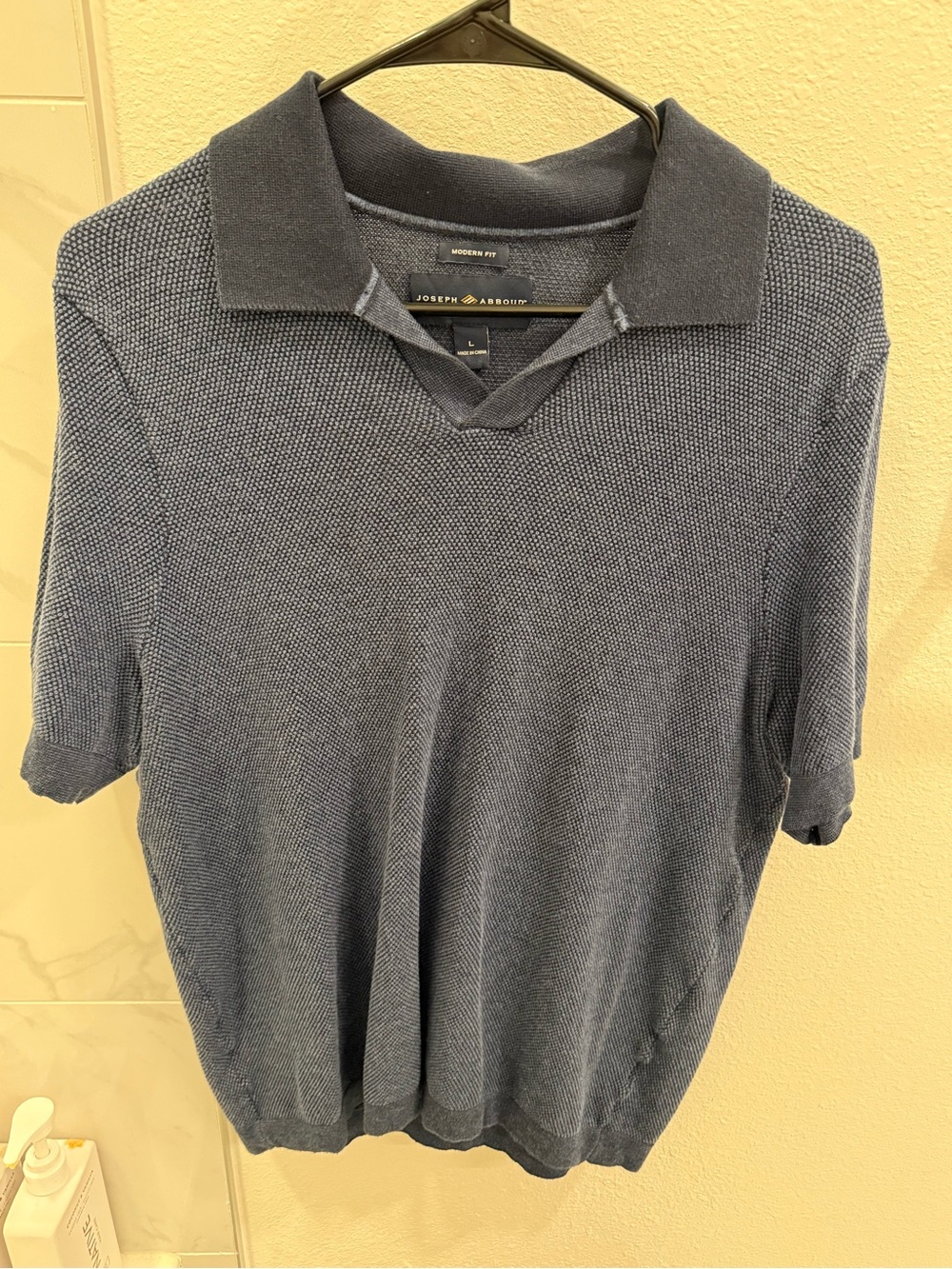 Joseph Short-Sleeve Knit Polo in Navy Blue